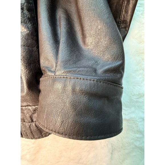 St Johns Bay Leather Jacket Mens XL Brown Quilted Lined Insulated Bomber Coat - Picture 3 of 7
